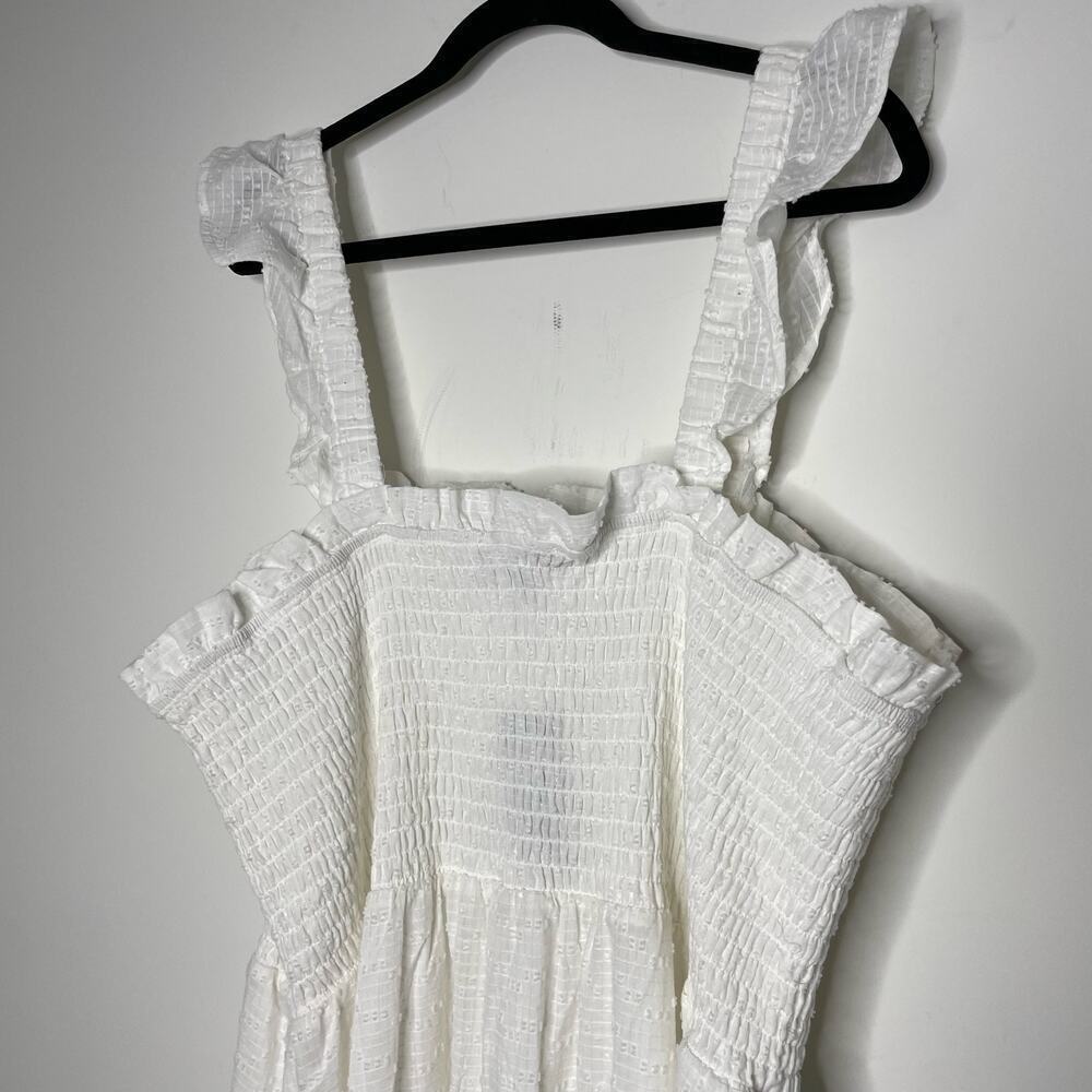 Eloquii NWT White Smocked Bodice Ruffle Midi Dress 26/28 - Picture 8 of 8